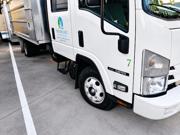 Slashed tires on the truck and trailer